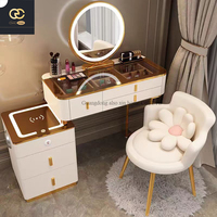 Coiffeuse de chambre intelligente multifonctionnelle de conception simple nordique Table de luxe légère en bois de conception de maison de villa