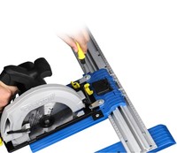 Scie circulaire électrique à poussée manuelle pour la découpe de panneaux de bois de 24 pouces de large, avec système de guidage de coupe et nouvelle piste de refendage précise