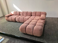 Canapé modulable en velours marron blush, rembourrage compressé, coussin à bulles, anti-acariens, scellé sous vide, coin détente à domicile, parc