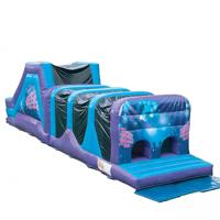 Parcours d'obstacles gonflable sur le thème de la nuit tropicale, en PVC, respectueux de l'environnement, équipement de jeu d'aventure pour les fêtes de plage pour enfants
