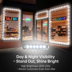 Lumières LED pour vitrine 22 pieds 24V 2835 Modules blancs étanches Visibles en journée Éclairage pour devanture de magasin Restaurant Bar Café Boutique - Product Image 3