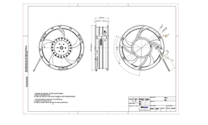 Ventilador de Refrigeración DC Tuboaxial de Alta Velocidad 6314/2TDHP, Impulsor de 172 mm, 5500 RPM, 353.1 CFM, 41 W, 24 VCC, Rodamiento de Bolas, IP20, Control de Velocidad PWM - Product Image 3