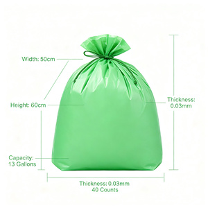 Bolsa de Basura Verde con Cierre de Cordón, Bolsa de Plástico para Residuos Reciclable, Bolsa de Transporte Personalizada para Supermercados y Exposiciones - Product Image 3