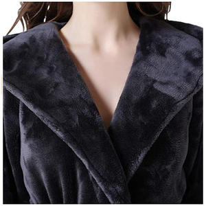 China Factory Polyester <strong>Flannel</strong> <strong>Pajamas</strong> Super Soft Solid Adult Hotel Luxury <strong>Ladies</strong> Women Hooded Bathrobe - Product Image 6