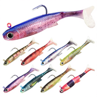 OEM 12g Leurre souple en PVC non imprimé, à hameçon simple 3D, queue en T, bionique, pour la pêche au bar et au marlin en lac et en rivière