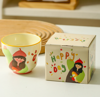Ensemble de souvenirs en coffret cadeau, thème garçon mignon, tasse à café en céramique contemporaine d'Anhui, tasse à eau à motif de dessin animé, couleur sous-glaçure, compatible lave-vaisselle