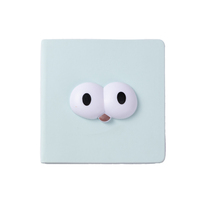 Divertido Diario de Regalo A6 con Ojos 3D, Cubierta de Cuero PU Cuadrada y Encuadernación Cosida con Hilo