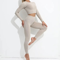 Conjunto Deportivo de 2 Piezas para Mujer, Sin Costuras, Transpirable, de Secado Rápido, para Gimnasio y Fitness