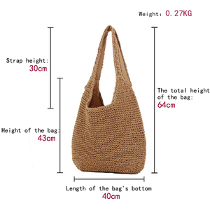 <span class=keywords><strong>Borsa</strong></span> Clutch Vintage Bohemio Extra Large per Donne con Chiusura a Cerniera, Fodera in Cotone, Materiale in Paglia, Colore <span class=keywords><strong>Fucsia</strong></span> - Product Image 6