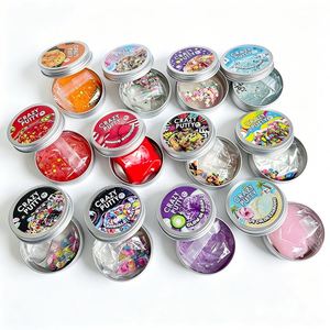 ของเล่นดินน้ำมันคริสตัลรูปเปลือกหอยสีฟ้าวิบวับ ประดับด้วยกลิตเตอร์ ของเล่นเสริมพัฒนาการ ของชำร่วยงานปาร์ตี้ ขายส่ง บรรจุในกระป๋องโลหะ ของขวัญ - Product Image 1