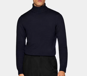 <span class=keywords><strong>Pull</strong></span> en cachemire et laine pour <span class=keywords><strong>homme</strong></span>, épais, surdimensionné, hiver, haute qualité, <span class=keywords><strong>col</strong></span> <span class=keywords><strong>roulé</strong></span> mi-haut bleu marine, tricot torsadé, respirant, anti-plis, séchage rapide - Product Image 3