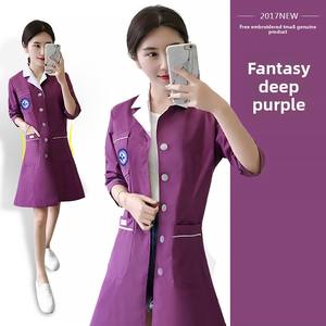 เสื้อโค้ทสีขาวกึ่งถาวรสไตล์เกาหลีสำหรับผู้หญิงชุดพยาบาลแขนสั้น & ยาวสำหรับร้านเสริมสวยฤดูร้อน - Product Image 4