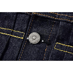 Chaqueta de Mezclilla Cruda de Alta Resistencia para Hombre, Cierre de Botones, Estilo Casual Vintage Personalizado, Transpirable y Resistente al Viento - Product Image 5