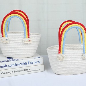 New Cotton Rope Storage <b>Basket</b> Wholesale Decorative Handheld Gift Small <b>Flower</b> Tote Bag Fashionable - Product Image 2