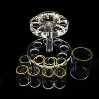 Support rotatif transparent en acrylique pour verres à liqueur, présentoir à double couche avec bordure dorée pour verres à shot, présentoir à vin pour bar et fêtes