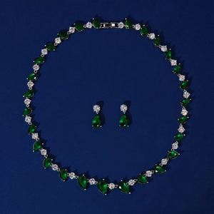 HIBRIDE Latest Water Drop Pink Cubic Zirconia Wedding Jewelry Sets Inlay Luxury Crystal Bridal Jewelry Gifts for Women N-304 - Product Image 3