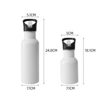 Bouteilles d'eau en aluminium à paroi unique de qualité alimentaire pour le sport, le voyage, tasses de bureau avec couvercle pour cadeaux de sublimation