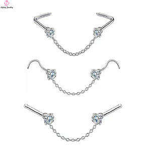 Lefeng-joyería de titanio para hombres y mujeres, anillos de nariz dorados y plateados, Piercing de cadena para la nariz, <span class=keywords><strong>doble</strong></span> punta - Product Image 2