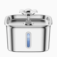 Fontaine à eau pour animaux de compagnie en acier inoxydable de 2,6 L, distributeur d'eau automatique intelligent pour chiens et chats, ultra silencieux avec lumière LED et fenêtre de niveau d'eau