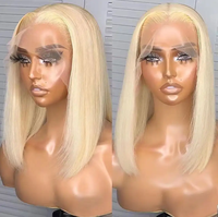 Peluca frontal de encaje transparente HD 13x6 rubia virgen con reflejos 613 para mujer, peluca bob rubia miel de encaje completo, cabello humano