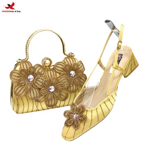Conjunto de 2 piezas de zapatos y bolso italianos para fiesta con pedrería, de alta calidad, para mujer, zapatos de boda y bolso a juego, para vestidos de fiesta, RTS, pedido mixto al por mayor - Product Image 1