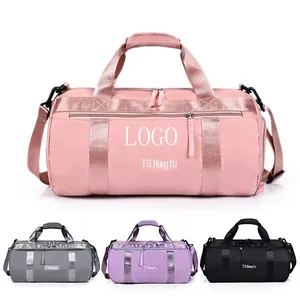 Bolsa de bagagem de nylon duffle para homens, sacola de viagem à prova d'água com compartimento de sapatos