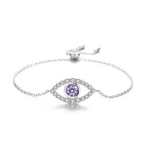 Fabrika toptan özel takı 925 ayar gümüş basit mavi nazar VVS Moissanite ayarlanabilir bilezik kadınlar için - Product Image 5