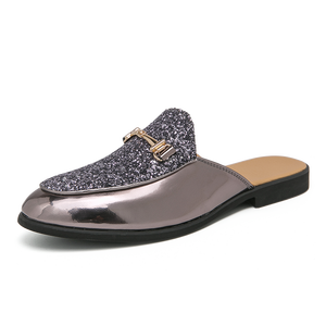Nouveaux modèles de mocassins plats loro pour hommes, <span class=keywords><strong>mules</strong></span> à enfiler noires à paillettes brillantes, chaussures décontractées de marque à bas prix, grande taille <span class=keywords><strong>47</strong></span> - Product Image 2