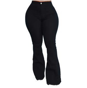 กางเกงยีนส์ผู้หญิง 100% เดนิม เอวสูง ทรงขาบาน ยืดได้ ระบายอากาศดี สวมใส่สบาย ซักได้ ทรงสกินนี่ ประดับคริสตัล กางเกงยีนส์ผู้หญิงสำหรับฤดูหนาว - Product Image 1