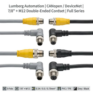 Cabo Duplo Lumberg Automation 7/8" + M12 CANopen DeviceNet, 5 Polos, Reto e Angulado, PVC TPE, Estoque na China, Suporte Especializado - Product Image 1
