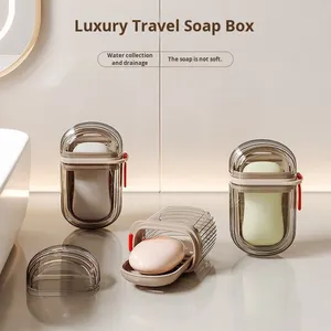 Portable <b>Mini</b> Travel Box <b>Soap</b> Storage With Sealed Drain and Lid Made of Light Plastic - Product Image 1