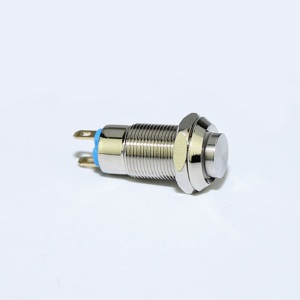 8MM Metal High Button Latching Push Switch Waterproof ON-OFF 2 Pin Small Mini Push Button Switch With Solder Terminals