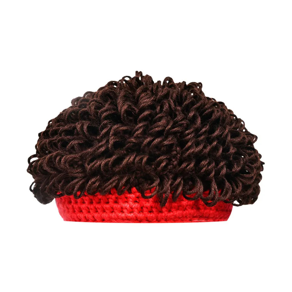 Wholesale Price Kids Boy Girl Hat Party Or Daily Life New Style Short Curl Brown Children's Handmade Knit Cute Explosion Wig
