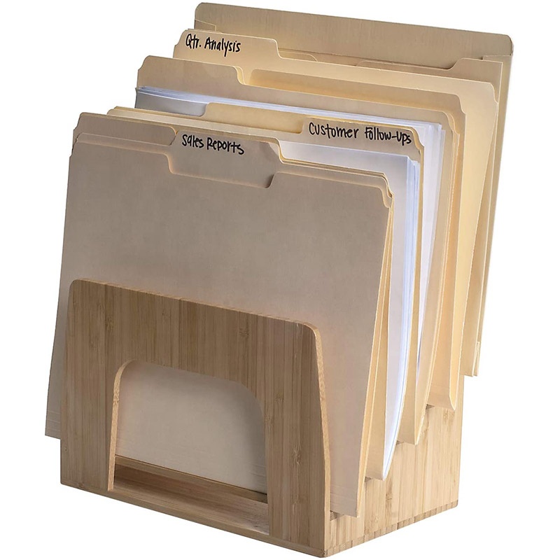 Бамбуковая настольная Складная папка для файлов, органайзер и бумажный поднос, вертикальные секции, сортировщик, 5 слотов