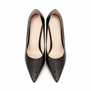 <span class=keywords><strong>Scarpe</strong></span> glamour da ufficio con tacchi alti Sexy punta punta nera con pelle di serpente a spillo décolleté da donna - Product Image 4