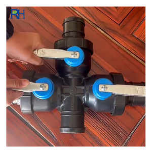 Válvula de Control de Manguera de Agua de PE para Sistema de Riego Agrícola, Válvula de Plástico de Cuatro Vías y Tres Manijas de 90 mm - Product Image 3