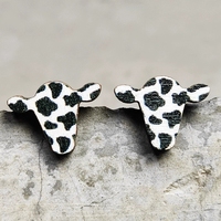 Nouveauté 2026 : Boucles d'oreilles tendance style western, motifs léopard, botte, cactus, vache, mini clous en bois