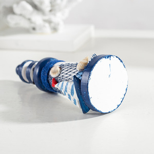 Décoration de phare en bois en gros, statue de phare avec filet de pêche, coquillage, ancre, roue de bateau, mini voilier, ornement de table - Product Image 4