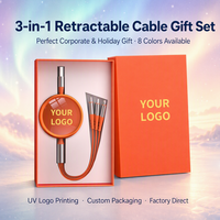 Câble de charge USB 3.1 personnalisé avec logo moderne, imprimé UV, en ABS, avec boîte cadeau de luxe, cadeaux promotionnels, souvenirs d'entreprise