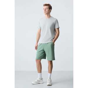 Tommylife กางเกงขาสั้นผ้าฝ้ายสำหรับผู้ชาย, สีเขียวอ่อนระบายอากาศลำลอง - Product Image 6