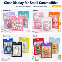 Sacs refermables à fermeture éclair avec fenêtre transparente et trou de suspension, couleurs vives, pour l'affichage de boîtes mystères, petits jouets et articles de collection en gros