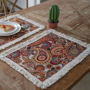 American Fringe Tabke Runenr Décoration Jacquard Rayé <span class=keywords><strong>Lin</strong></span> Style Rustique <span class=keywords><strong>Chemin</strong></span> <span class=keywords><strong>de</strong></span> <span class=keywords><strong>Table</strong></span> pour Dîner Fête Vacances - Product Image 4