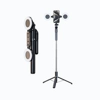 Trépied sans fil R18K avec télécommande, mini bâton à selfie, rotation à 360° avec double lumière LED