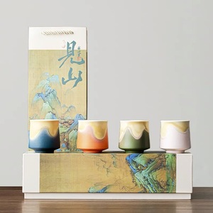Vente en gros de tasses à thé culturelles en céramique Ensemble de tasses transformées au four Quad-Colors avec hôte pour cadeau d'entreprise - Product Image 2