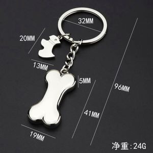 Promotional Dog Bone Charm <b>Keychain</b> Blank Silver Pendant Metal Accessories Fashion Custom logo Dog Bone Key Chain Charm Key Ring - Product Image 4