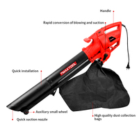 Souffleur à feuilles électrique 3500W TMAXTOOL avec sac de collecte 30L, broyeur de jardin, souffleur d'air pour le nettoyage des pelouses