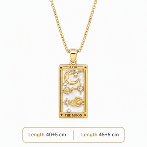 Collar de Cartas del <span class=keywords><strong>Tarot</strong></span> con Zirconia y Esmalte Colorido, Diseño Nuevo, Listo para Enviar, Chapado en Oro de 18K PVD, Joyería de Acero Inoxidable - Product Image 4