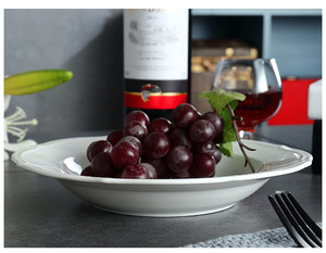 <span class=keywords><strong>Assiette</strong></span> Ovale de Dîner en Porcelaine Motif Dentelle Moderne <span class=keywords><strong>Blanche</strong></span>, Idéale pour <span class=keywords><strong>Steak</strong></span>, Salade, Dessert et Fruits, Usage Professionnel en Restaurant - Product Image 6