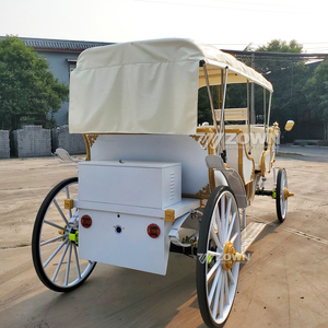 Calèche électrique blanche avec finitions dorées, alimentée par batterie, transport spécial pour les zones touristiques et les mariages - Product Image 2