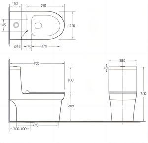 Ensemble WC moderne en céramique blanche à chasse d'eau, deux pièces, pour hôtel, avec cuvette et siège - Product Image 4